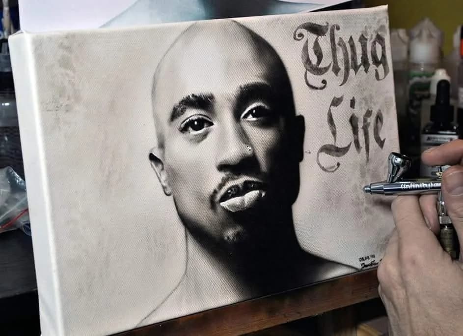 2 Pac Makaveli — Fotorealismus, portrét legendy na plátně