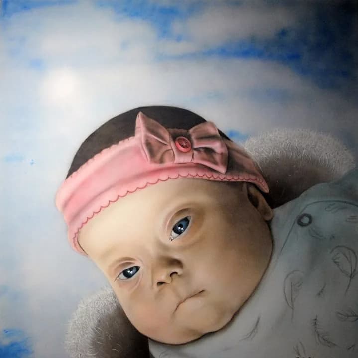 Portret dziecka — Fotorealizm, skóra i tkanina